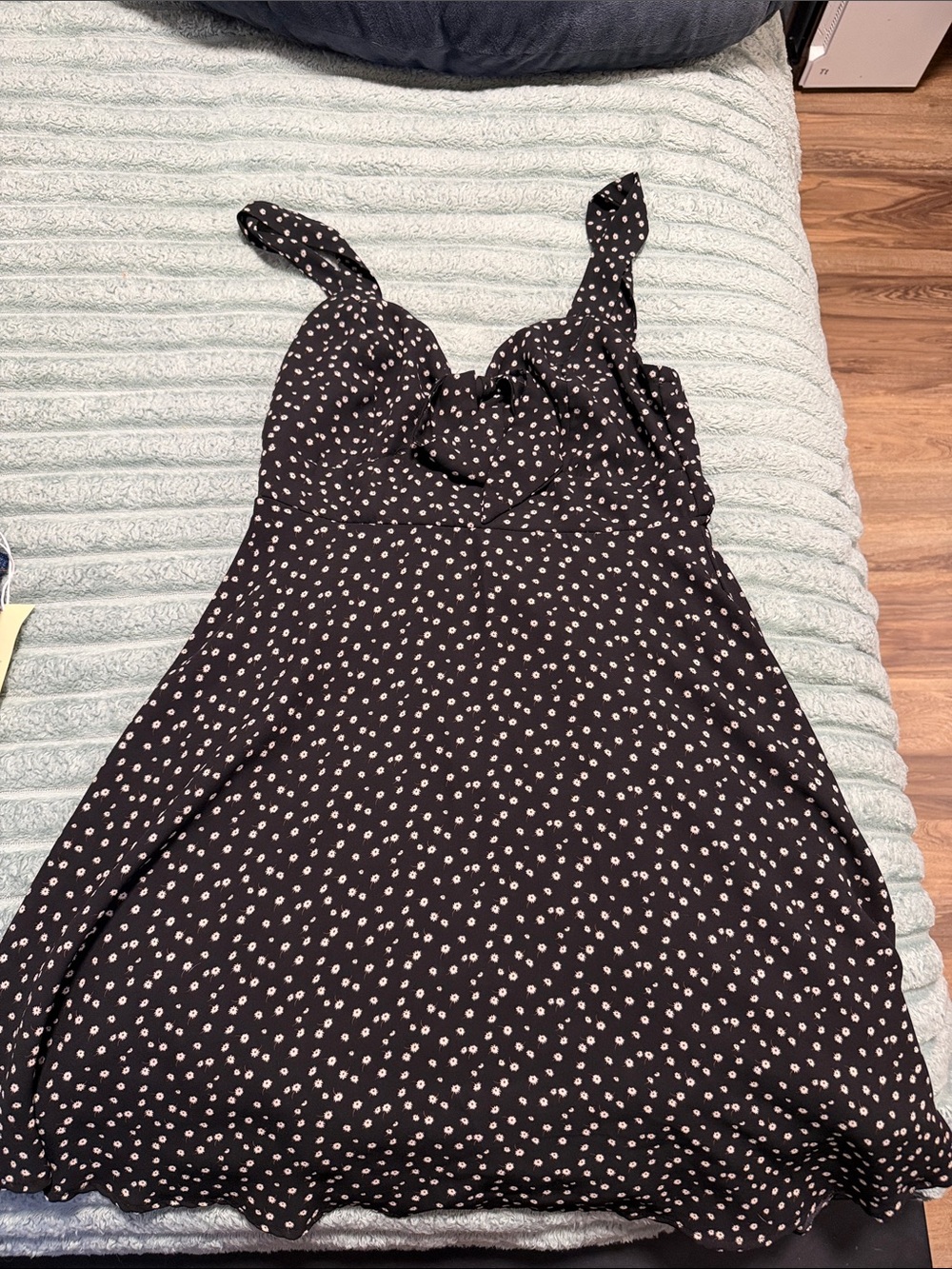 Black Polka Dot Mini Dress with Tie Straps